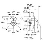 Встраиваемый смеситель для ванны GROHE BauClassic душевого гарнитура хром 29047000
