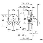 Встраиваемый смеситель для ванны GROHE Eurosmart New без душевого гарнитура хром 33305002