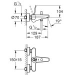 Встраиваемый смеситель для ванны GROHE Eurostyle без душевого гарнитура ручка без отверстия хром 23730003