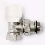 Вентиль быстрого монтажа ручной угловой Uni-Fitt 1/2" ВН никелированный с разъёмным соединением 156N2000