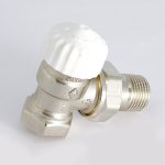Вентиль термостатический THERMO угловой Uni-Fitt 1/2" ВН никелированный с разъёмным соединением 165N2000
