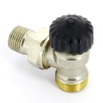 Вентиль термостатический угловой Uni-Fitt 1/2" х 3/4" НР EK никелированный с разъёмным соединением 167N2300