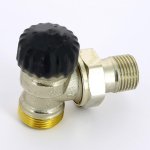 Вентиль термостатический угловой Uni-Fitt 1/2" х 3/4" НР EK никелированный с разъёмным соединением 167N2300