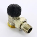 Вентиль термостатический угловой Uni-Fitt 1/2" х 3/4" НР EK никелированный с разъёмным соединением 167N2300