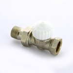 Вентиль термостатический Uni-Fitt 1/2" ВН никелированный с разъёмным соединением 160N2000