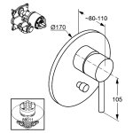 Внешняя часть смесителя для ванны и душа KLUDI Bozz без излива 386500576