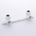 Водорозетка полипропиленовая Pro Aqua двойная на планке 20х1/2" ВР PA280008P