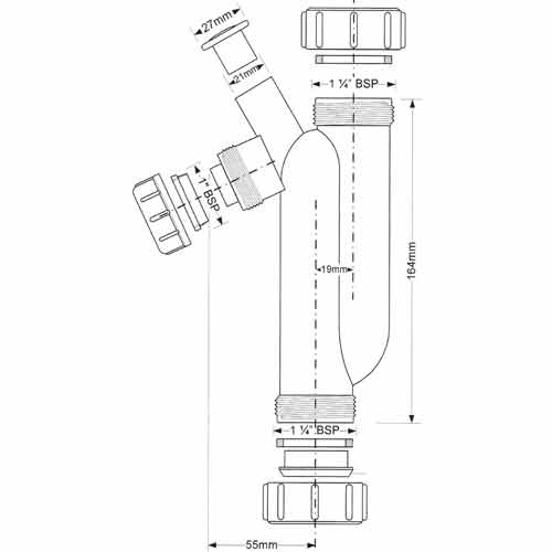 Сифон для кондиционера McAlpine MRTB-90TR 32 мм с отводом без выпуска ...