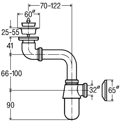 Сифон хромированный Viega 5753.09 DN 32 угловой с выпуском - купить ...