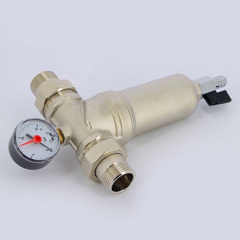 Фильтр Tiemme 3130N 1\" промывной латунный с манометром и сгонами ...