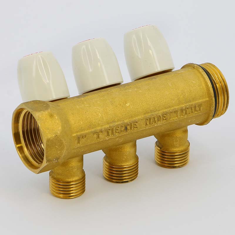 Коллектор Teimme латунный 1\"x1/2\" ВН 36мм с вентилями 3 выхода - купить ...