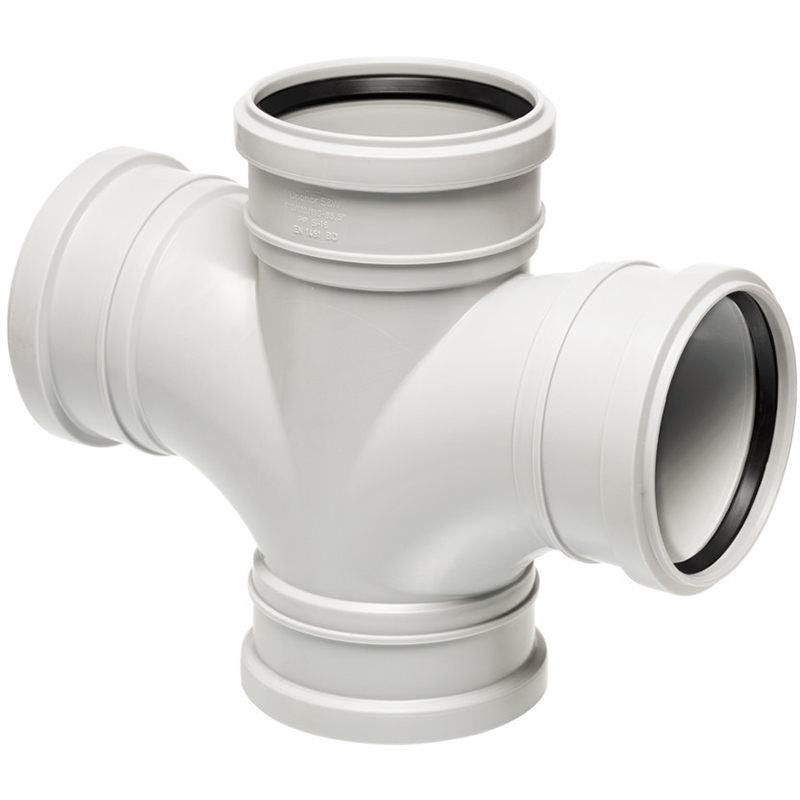 Крестовина Uponor Decibel канализационная раструбная 110/110 мм 88,5 ...