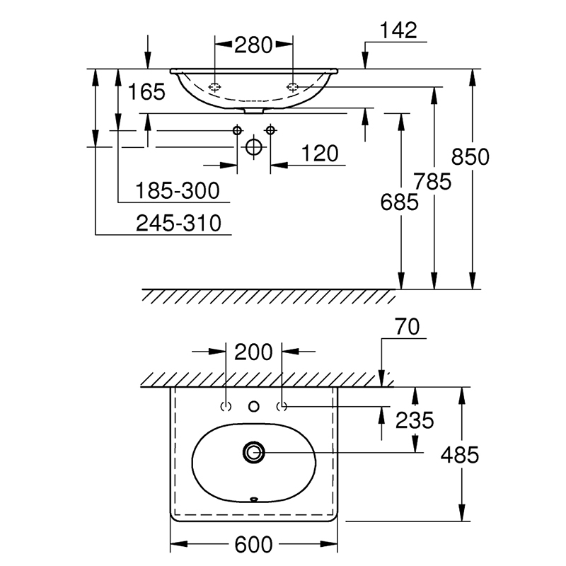 Раковина GROHE Essence Ceramic подвесная 60 см - купить недорого в ...