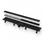 Душевой лоток Alca Plast APZ19BLACK-850 с двусторонней решеткой чёрный матовый
