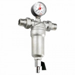 Фильтр промывной Uni-Fitt 1/2" х 3/4" ВН со сливным шаровым краном и манометром хром