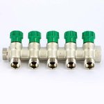 Коллектор распределительный Tiemme 3/4"x1/2" с регулировочными вентилями 5 выхода никель