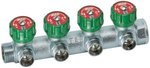 Коллектор регулирующий FAR 3/4" (ВР-НР) 4 выхода 1/2" НР (межосев. 45 мм) с плоским упл.