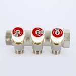 Коллектор Uni- Fitt 1"х1/2" ВН под плоскую прокладку с вентилями 3 выхода