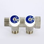 Коллектор Uni- Fitt 3/4"х1/2" ВН под плоскую прокладку с вентилями 2 выхода