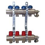 Коллекторная группа Uni- Fitt  1"-3/4" 10 выходов с вентилями (латунь)