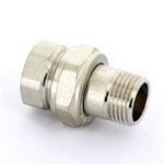 Муфта с накидной гайкой латунная Uni-Fitt 1/2" ВН с плоской прокладкой никелированная