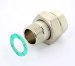 Муфта с накидной гайкой латунная Uni-Fitt 3/4" ВН с плоской прокладкой никелированная