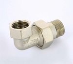 Муфта с накидной гайкой латунная Uni-Fitt угловая 1/2" ВН с прокладкой O-ring никелированная