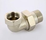 Муфта с накидной гайкой латунная Uni-Fitt угловая 3/4" ВН с прокладкой O-ring никелированная