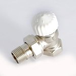 Вентиль термостатический THERMO угловой Uni-Fitt 1/2" ВН никелированный с разъёмным соединением