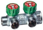 Вентильный регулирующий коллектор FAR 3/4" (ВР-НР) 2 выхода 1/2" НР трубная резьба еврокон